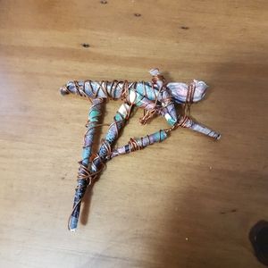 Vintage artisan made recycled paper brooch